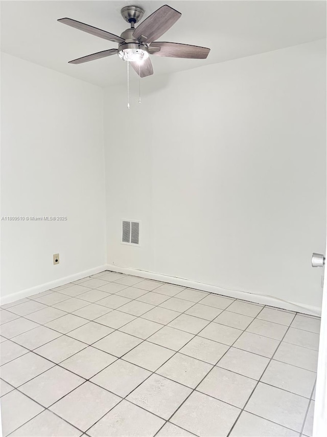 6561 W 13th Ct, Hialeah, FL 33012 - empty room featuring a ceiling fan, light tile patterned floors, and baseboards