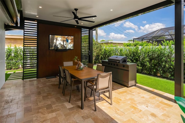 9241 SW 55th St, Cooper City, FL 33328 - view of patio featuring a ceiling fan and outdoor dining area