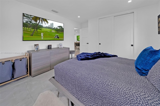 9241 SW 55th St, Cooper City, FL 33328 - tiled bedroom with a closet and recessed lighting