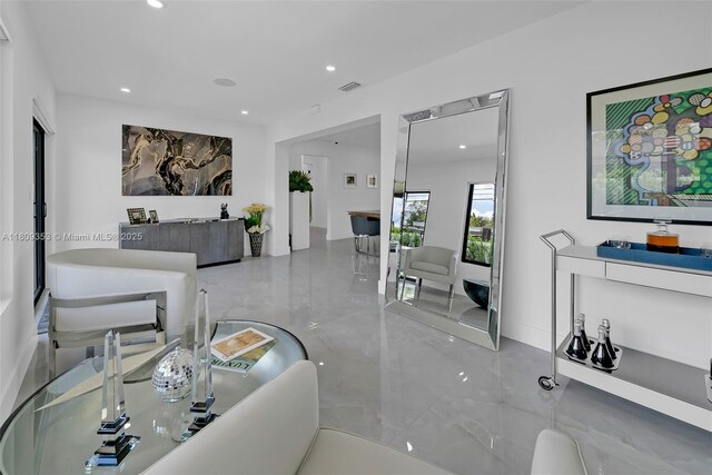 9241 SW 55th St, Cooper City, FL 33328 - living area with recessed lighting and marble tiled floors