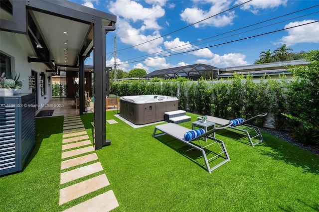9241 SW 55th St, Cooper City, FL 33328 - view of yard with a hot tub and a patio