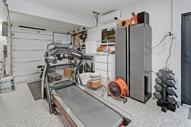 9241 SW 55th St, Cooper City, FL 33328 - workout area with a garage and a wall mounted air conditioner