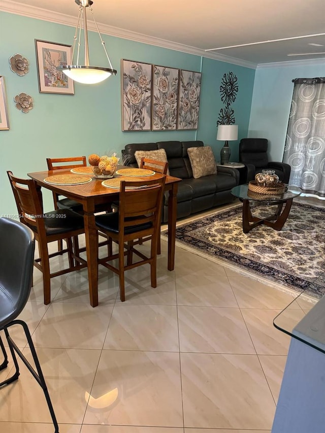 7680 NW 1st St Unit 108, Margate, FL 33063 - dining space with crown molding and light tile patterned flooring