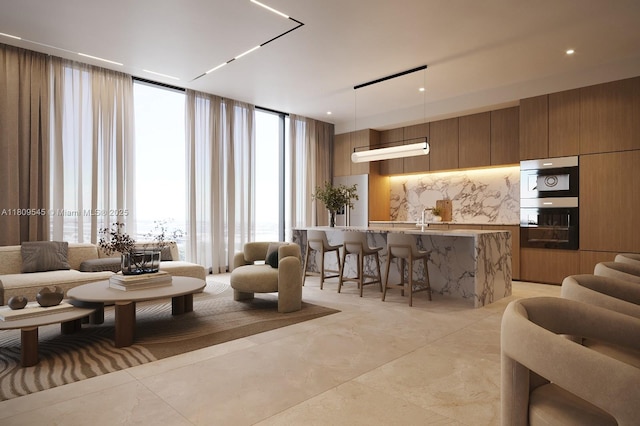 1101 E Jaskson St Ph 9, Tampa, FL 33602 - living room featuring floor to ceiling windows