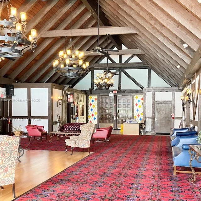 3660 Inverrary Dr Unit 2X, Lauderhill, FL 33319 - building lobby featuring high vaulted ceiling and beam ceiling