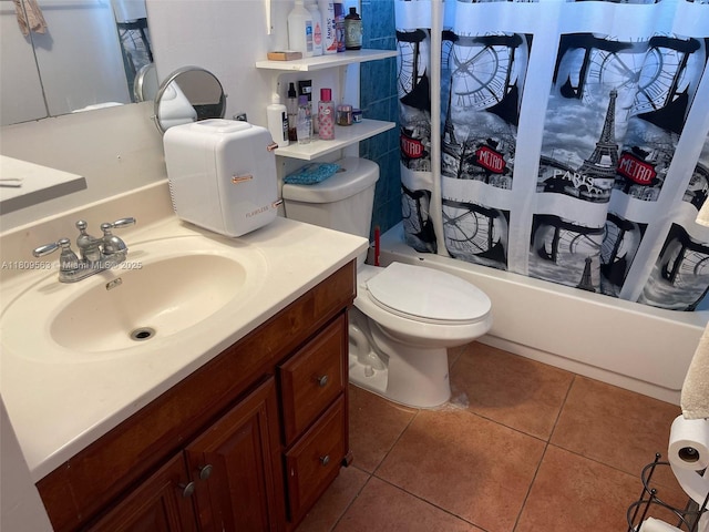 1770 NE 191st St Unit 316-1, Miami, FL 33179 - bathroom featuring toilet, shower / bathtub combination with curtain, tile patterned flooring, and vanity