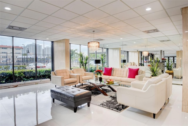 2017 S Ocean Dr Unit 1510, Hallandale Beach, FL 33009 - community lobby with a view of city, floor to ceiling windows, and recessed lighting