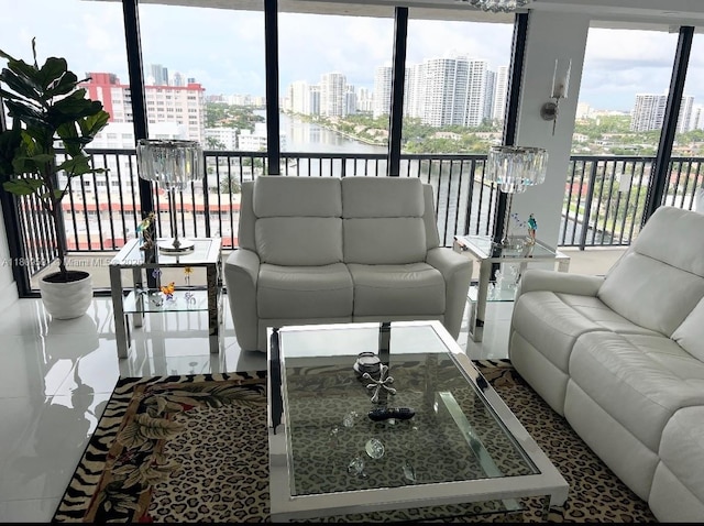 2017 S Ocean Dr Unit 1510, Hallandale Beach, FL 33009 - living area featuring a city view and a water view