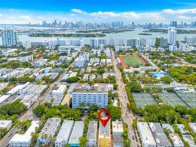 1051 Meridian Ave Unit 1-A, Miami Beach, FL 33139 - bird's eye view of skyline and a large body of water