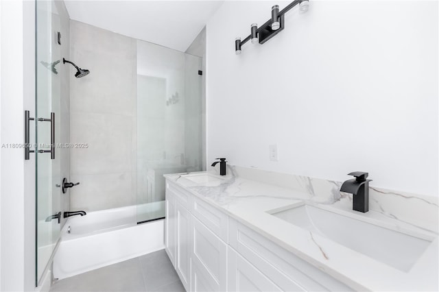 1470 SE 26th Ave, Homestead, FL 33035 - full bath featuring combined bath / shower with glass door, double vanity, and tile patterned flooring