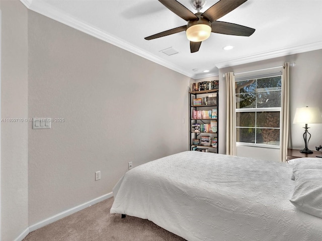 5907 Monterra Club Dr, Lake Worth, FL 33463 - bedroom featuring carpet floors, crown molding, baseboards, ceiling fan, and recessed lighting