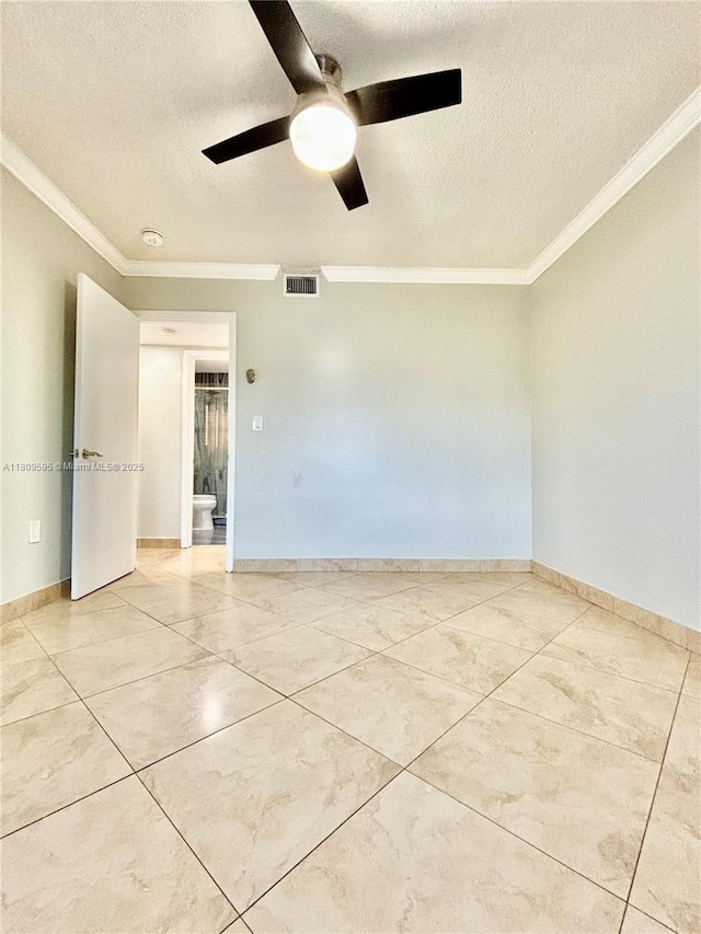 3536 NE 168th St Unit 201, North Miami Beach, FL 33160 - unfurnished room with ceiling fan, a textured ceiling, ornamental molding, and a smoke detector