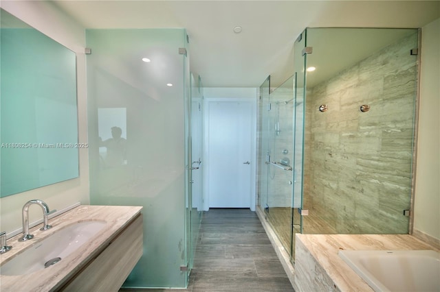 2900 NE 7th Ave Unit 2105, Miami, FL 33137 - full bathroom featuring a shower stall, a bath, and vanity