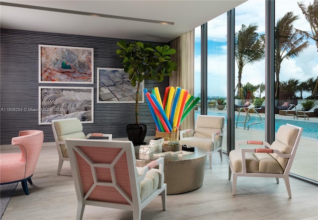 2900 NE 7th Ave Unit 2105, Miami, FL 33137 - interior space with a wall of windows and wood finished floors
