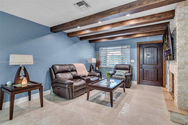 641 SW 50th Ave, Margate, FL 33068 - living area with beam ceiling and baseboards