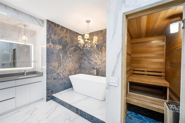 5121 SW 210th Ter, Southwest Ranches, FL 33332 - relaxing sauna / steam room featuring marble tiled floors