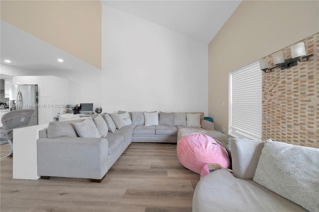 4542 SW 143rd Ct W, Miami, FL 33175 - living area featuring high vaulted ceiling, light wood finished floors, and recessed lighting