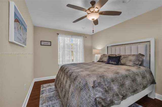9003 Alexandra Cir, Wellington, FL 33414 - bedroom with baseboards, wood finished floors, and ceiling fan