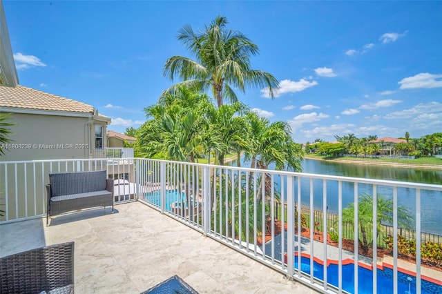 9003 Alexandra Cir, Wellington, FL 33414 - balcony featuring view of pool area and a water view
