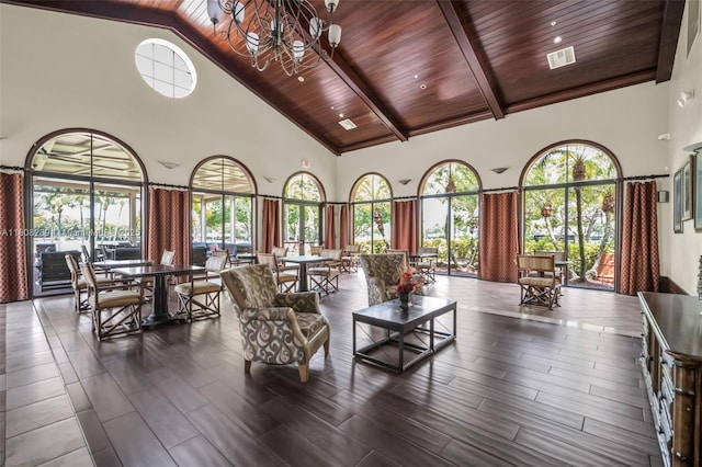 9003 Alexandra Cir, Wellington, FL 33414 - community lobby with high vaulted ceiling and wood ceiling with exposed beams