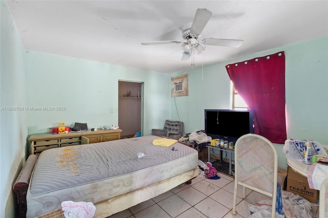 226 NW 16th Ave, Miami, FL 33125 - tiled bedroom with ceiling fan