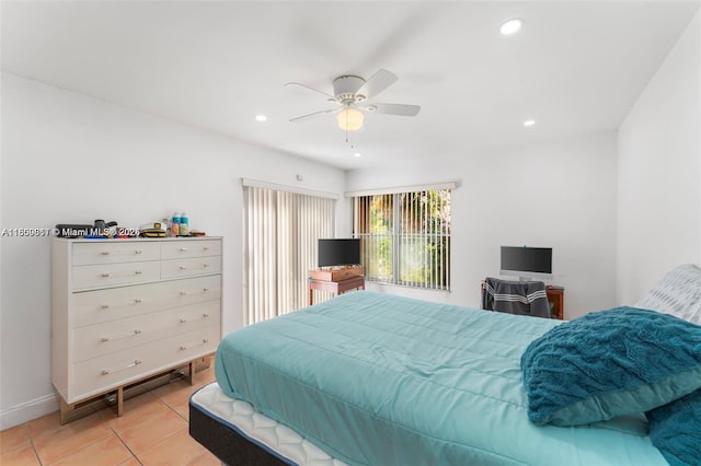 1649 NW 56th Ter Unit 9, Lauderhill, FL 33313 - bedroom with light tile patterned flooring, recessed lighting, ceiling fan, and baseboards