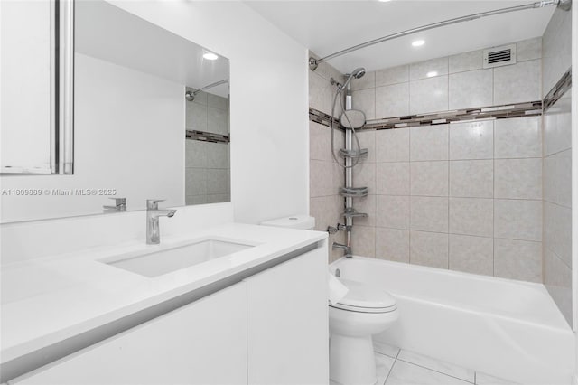 1904 S Ocean Dr Unit 1004, Hallandale Beach, FL 33009 - bathroom featuring toilet, vanity, shower / tub combination, and recessed lighting