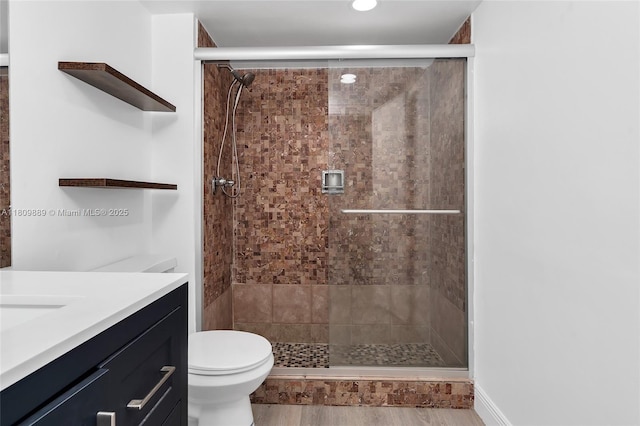 1904 S Ocean Dr Unit 1004, Hallandale Beach, FL 33009 - full bath featuring vanity, a stall shower, toilet, and recessed lighting