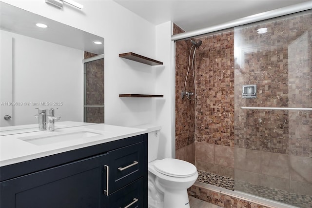 1904 S Ocean Dr Unit 1004, Hallandale Beach, FL 33009 - full bath with a stall shower, vanity, toilet, and recessed lighting