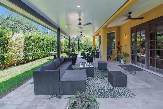 7753 SW 193rd St, Cutler Bay, FL 33157 - view of patio / terrace featuring a ceiling fan and an outdoor hangout area