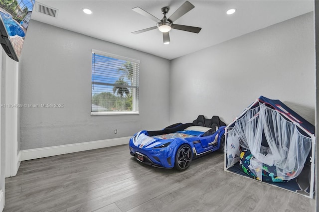 10457 Laurel Rd, Davie, FL 33328 - bedroom featuring wood finished floors, baseboards, recessed lighting, and a ceiling fan
