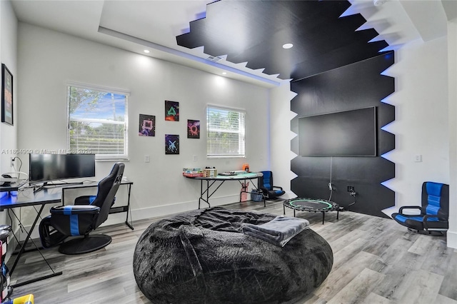 10457 Laurel Rd, Davie, FL 33328 - office with wood finished floors, recessed lighting, baseboards, and a high ceiling