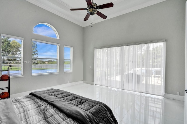 10457 Laurel Rd, Davie, FL 33328 - bedroom featuring ornamental molding, baseboards, and a ceiling fan