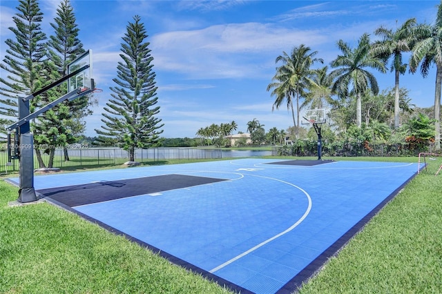 10457 Laurel Rd, Davie, FL 33328 - view of basketball court featuring basketball court and a water view