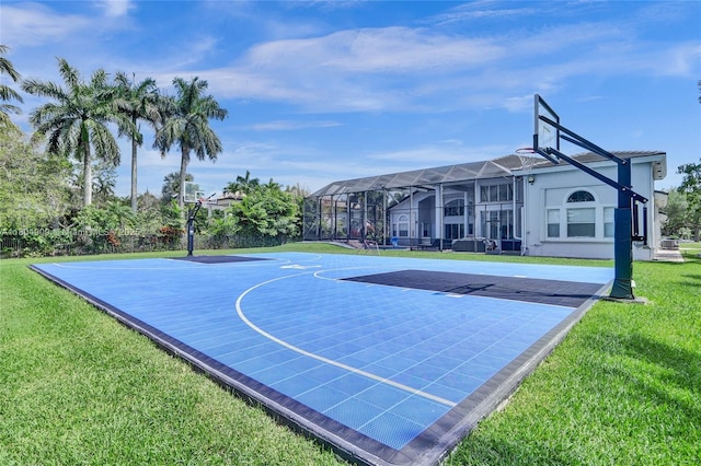 10457 Laurel Rd, Davie, FL 33328 - view of basketball court with basketball court and a lawn
