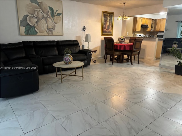 15428 SW 85th Ln Unit 159, Miami, FL 33193 - living area with a chandelier and light marble finish flooring