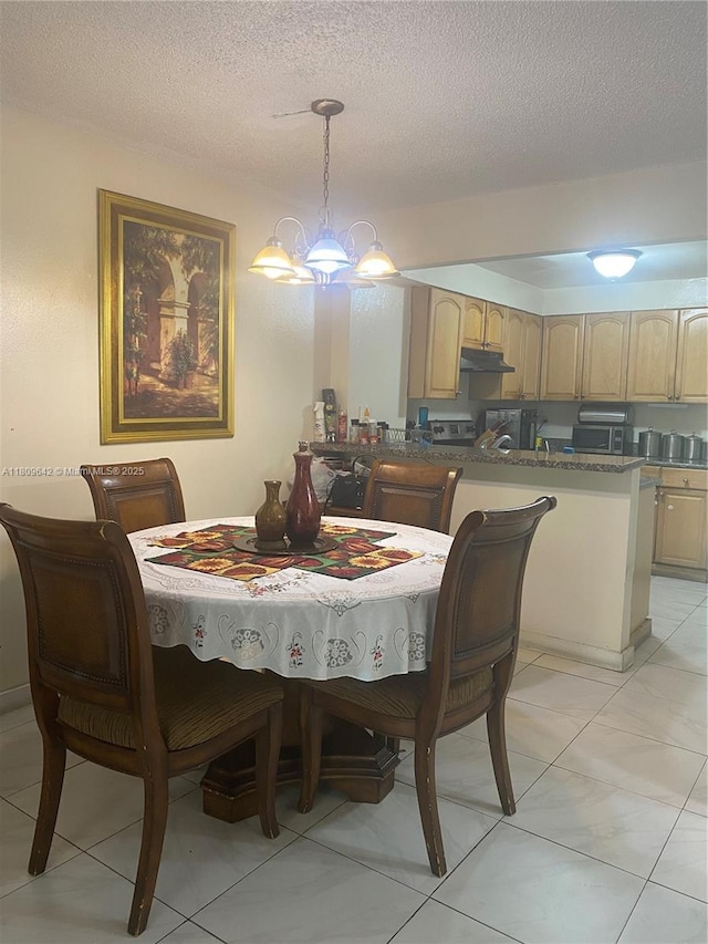 15428 SW 85th Ln Unit 159, Miami, FL 33193 - dining area with a textured ceiling and a chandelier