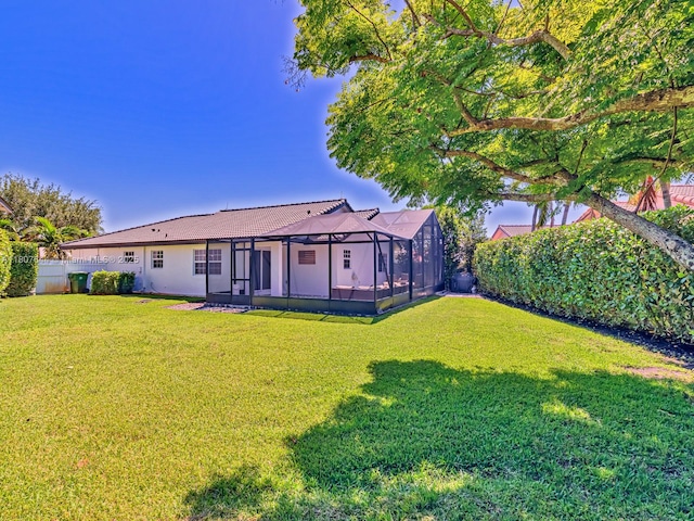 17654 SW 5th Ct, Pembroke Pines, FL 33029 - back of property featuring a lanai, a tiled roof, and stucco siding