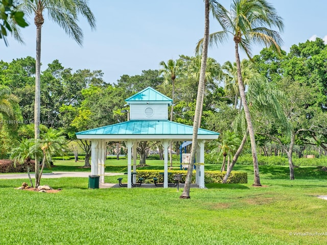 17654 SW 5th Ct, Pembroke Pines, FL 33029 - view of home's community featuring a gazebo, a yard, and view of wooded area