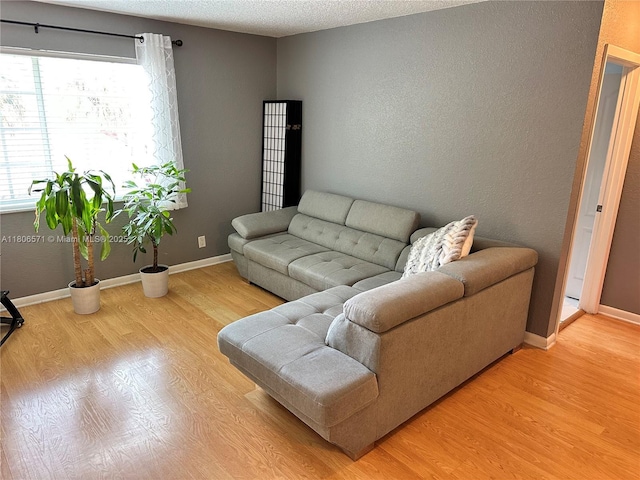301 SW 86th Ave Unit 208, Pembroke Pines, FL 33025 - living room featuring light wood finished floors, baseboards, and a textured ceiling
