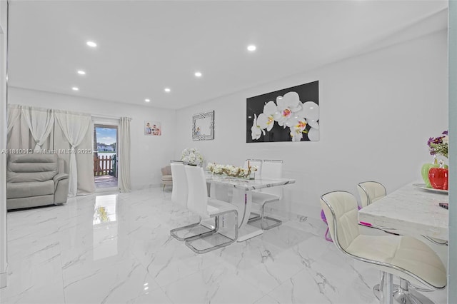 17306 SW 139th Ct, Miami, FL 33177 - dining room featuring marble tiled floors and recessed lighting