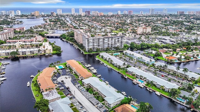 708 SE 7th Ave Unit 14, Pompano Beach, FL 33060 - drone / aerial view of skyline and a nearby body of water