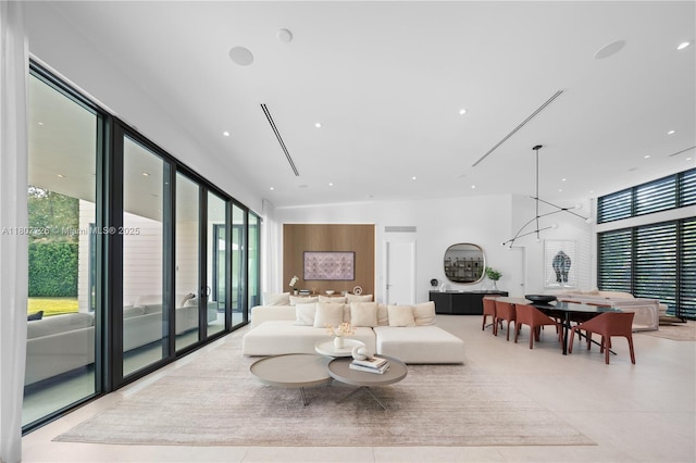 9450 SW 98th St, Miami, FL 33176 - living area with recessed lighting, a towering ceiling, and light tile patterned flooring