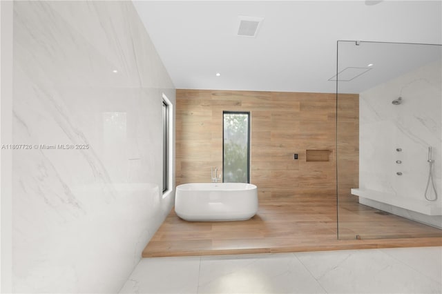 9450 SW 98th St, Miami, FL 33176 - full bath featuring a freestanding bath and a marble finish shower