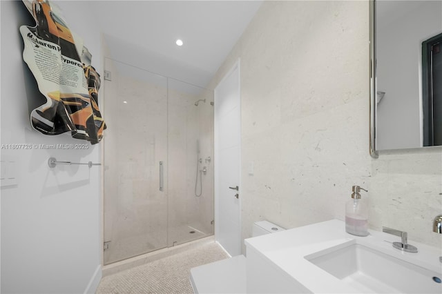 9450 SW 98th St, Miami, FL 33176 - full bath featuring a shower stall, vanity, and recessed lighting