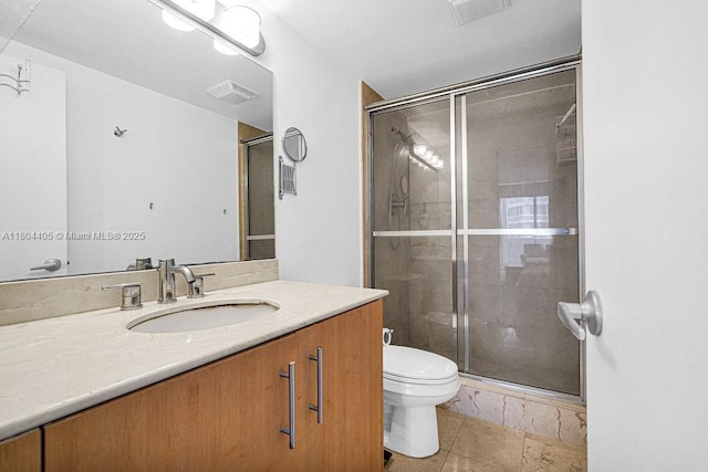 10275 Collins Ave Unit 1506, Bal Harbour, FL 33154 - bathroom featuring vanity, a shower stall, and tile patterned floors