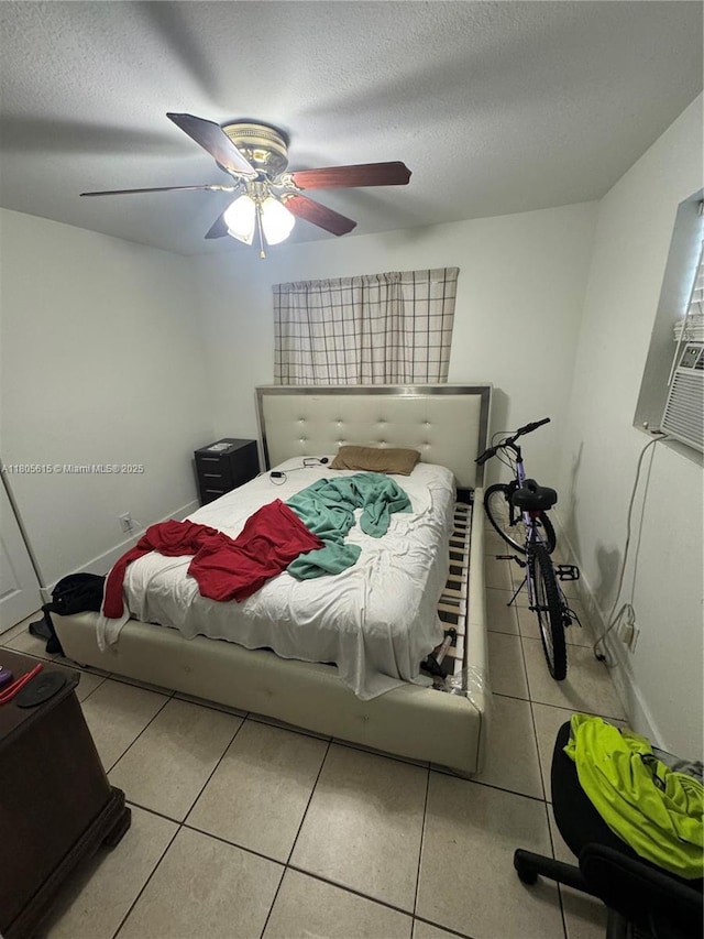 1929 SW 50th Ave, Fort Lauderdale, FL 33317 - bedroom with tile patterned floors, a textured ceiling, and ceiling fan
