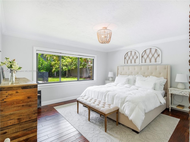11145 SW 126th St, Miami, FL 33176 - bedroom featuring a chandelier, wood-type flooring, baseboards, and crown molding