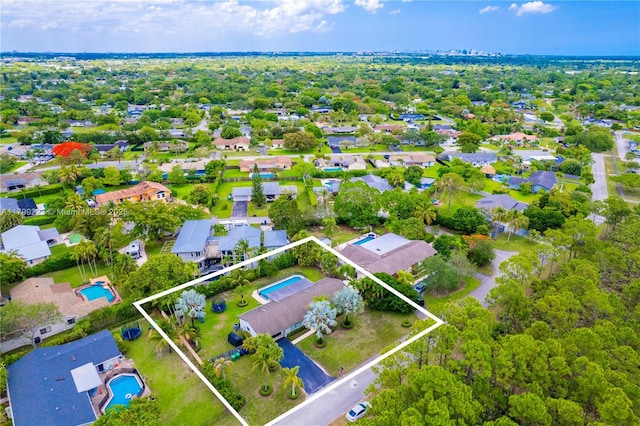 11145 SW 126th St, Miami, FL 33176 - aerial view of residential area featuring property boundaries highlighted and a pool area