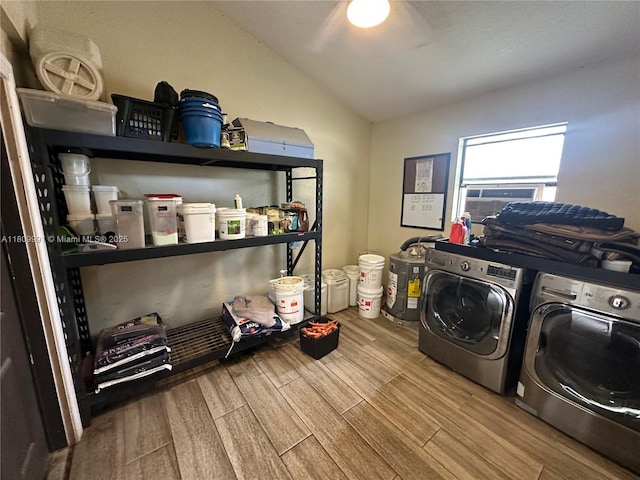 1230 F Rd, Loxahatchee, FL 33470 - laundry area with separate washer and dryer and wood finished floors